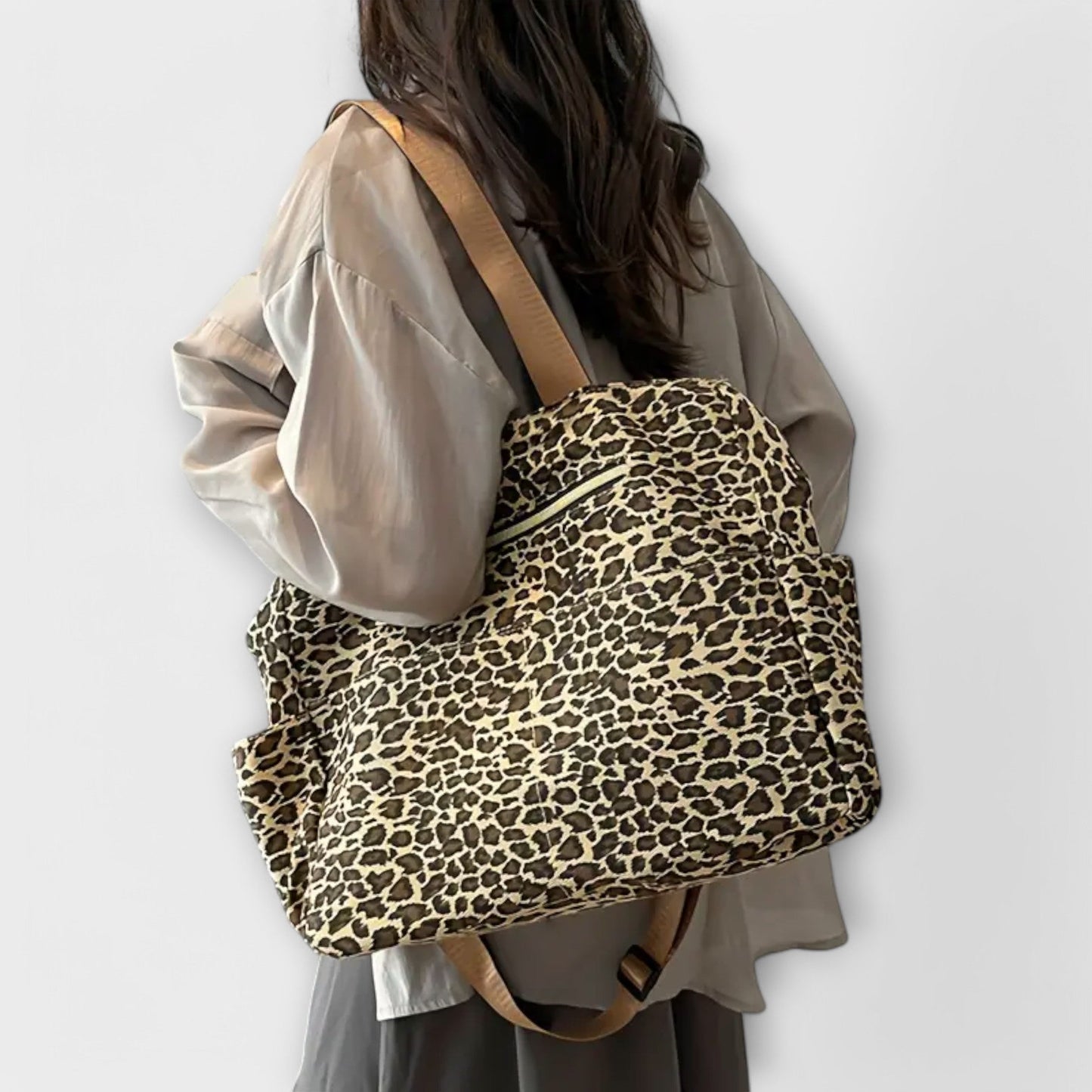 Leopard Print Canvas Crossbody Bag