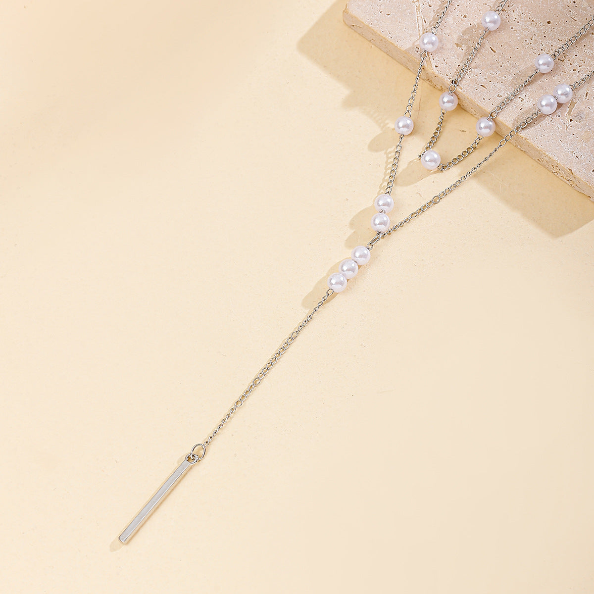 Vintage Silver Pearl Pendant Necklace