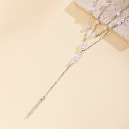 Vintage Silver Pearl Pendant Necklace
