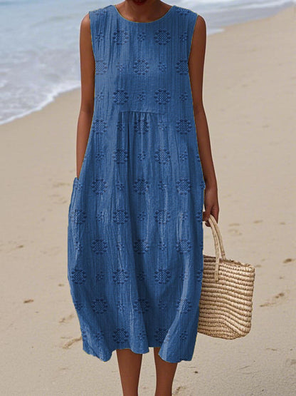 Megan | Sleeveless Cotton Pocket Dress