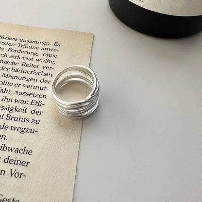 Silver Adjustable Multi-Thread Ring