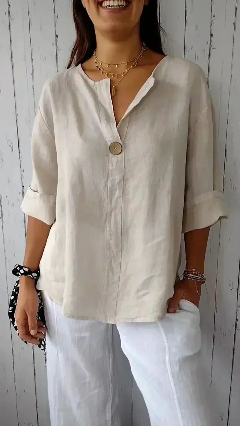 Nika | Comfy Linen V-Neck Top