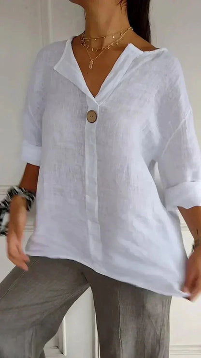 Nika | Comfy Linen V-Neck Top