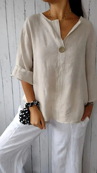 Nika | Comfy Linen V-Neck Top